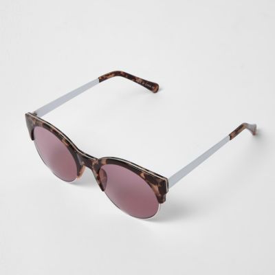 Brown tortoise shell pink lens sunglasses